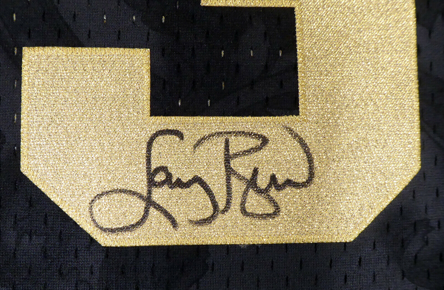 LARRY BIRD BOSTON CELTICS SIGNED BLACK M&N GOLD TOILE JERSEY M (BAS COA)