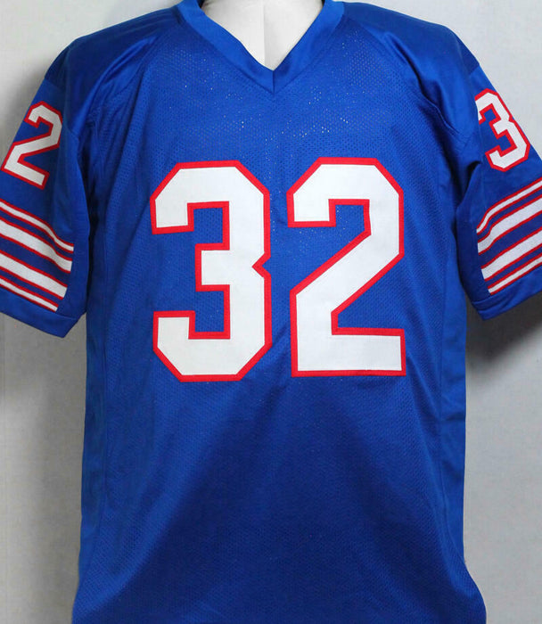 O. J. Simpson Autographed Blue Pro Style Jersey w/ HOF (JSA COA)