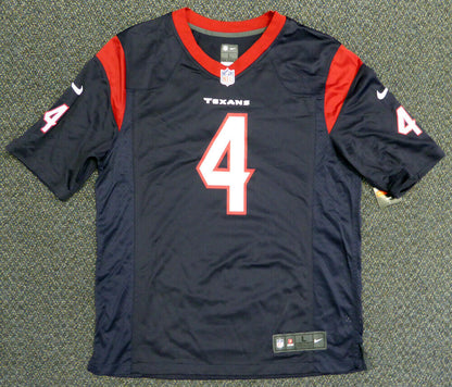 DESHAUN WATSON HOUSTON TEXANS AUTOGRAPHED SIGNED BLUE NIKE JERSEY SIZE L 122065 (BAS COA)