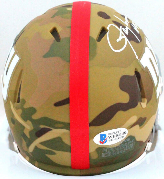 Lawrence Taylor New York Giants Signed NY Giants Camouflage Mini Helmet with HOF *White (BAS COA)