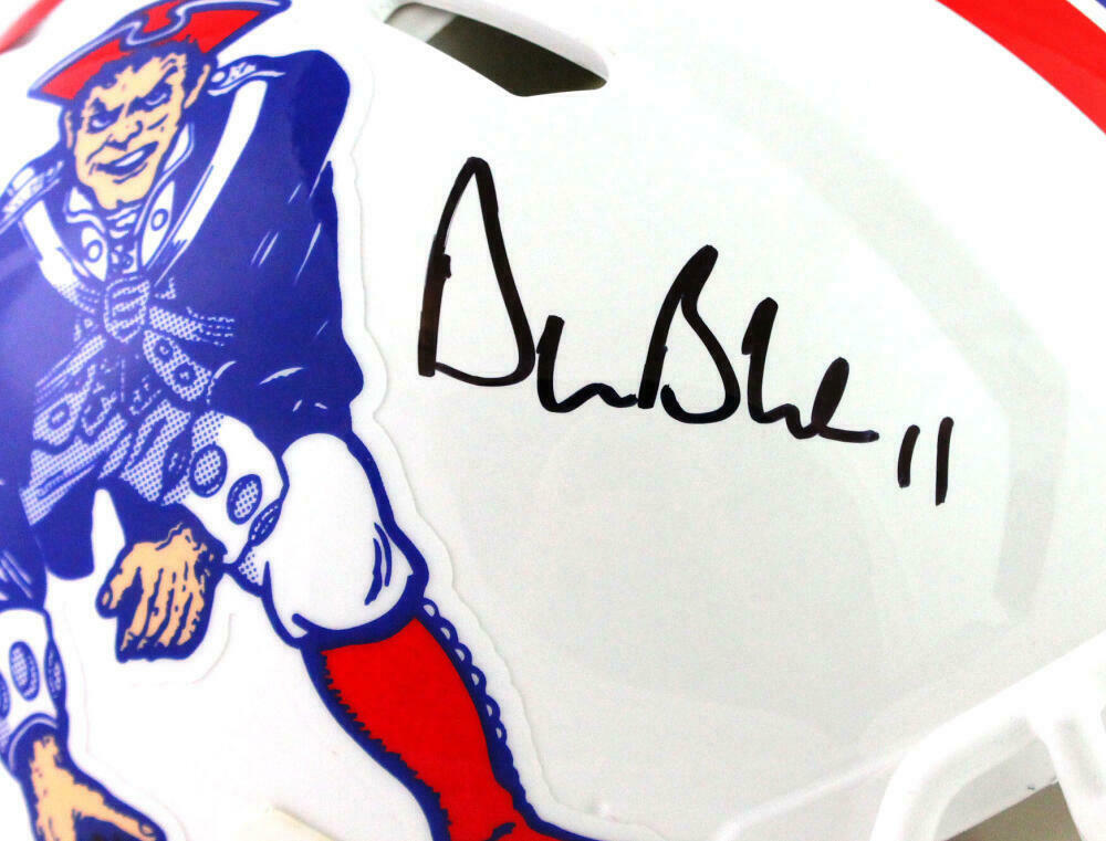 Drew Bledsoe New England Patriots Signed Patriots Full-sized White Speed Authentic Helmet (BAS COA)