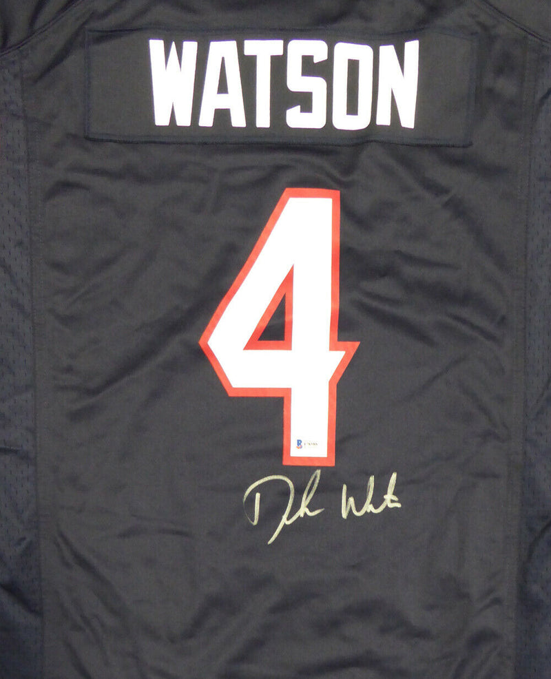 DESHAUN WATSON HOUSTON TEXANS AUTOGRAPHED SIGNED BLUE NIKE JERSEY SIZE L 122065 (BAS COA)