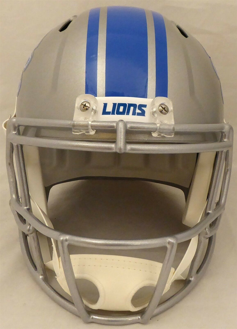 BARRY SANDERS DETROIT LIONS AUTOGRAPHED GRAY FULL SIZE SPEED HELMET BECKETT 191121 (BAS COA)