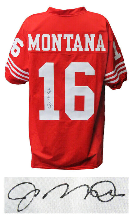 Joe Montana San Francisco 49ers Signed Red T/B Custom Football Jersey JSA COA