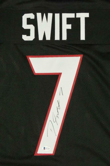 D'Andre Swift Autographed Black College Style Jersey (BAS COA)