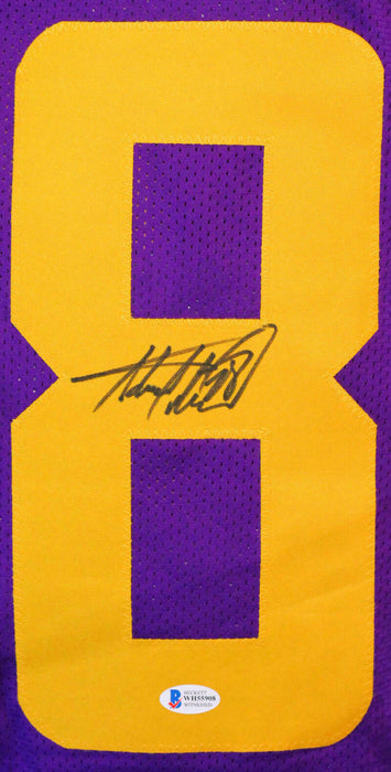 Adrian Peterson Minnesota Vikings Signed Purple Pro Style Jersey w/ Yellow Num- (BAS COA), , 