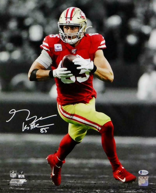 George Kittle San Francisco 49ers Signed SF 49ers 16x20 BW Spotlight PF Photo (BAS COA)
