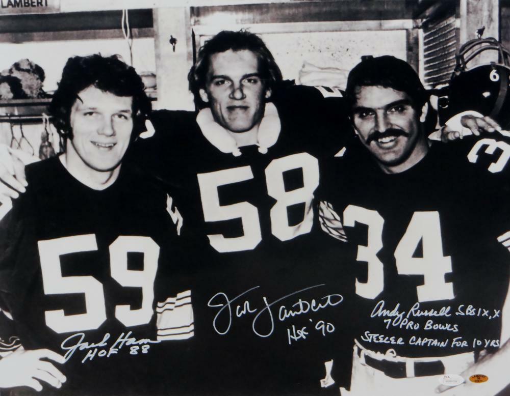 Friendly Confines Andy Russell, Jack Ham & Jack Lambert Signed Steelers Jersey 3 Inscriptions