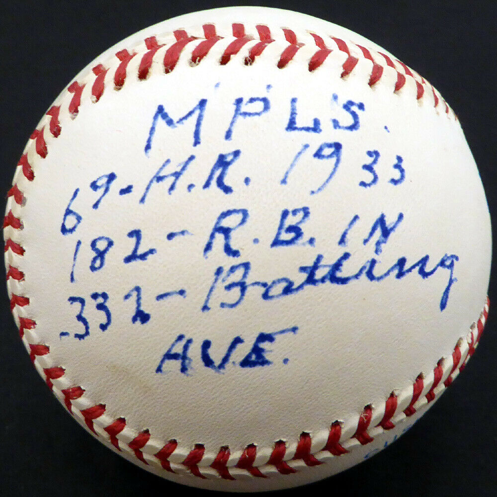 Joe Hauser Autographed AL Baseball A's HR RBI Batting AVG (BAS COA)