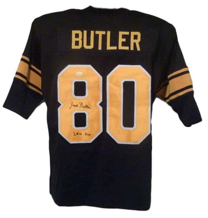 Jack Butler Pittsburgh Steelers Signed Pittsburgh Steelers Black XL Jersey with HOF 10761 (JSA COA)