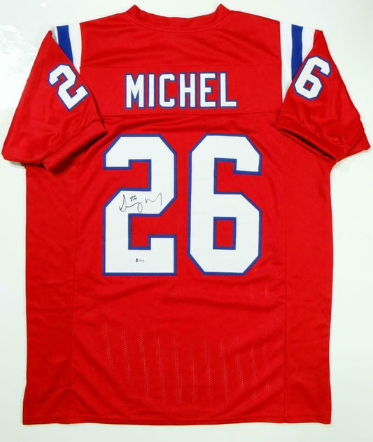 Sony Michel New England Patriots Signed Red Pro Style Jersey (BAS COA)