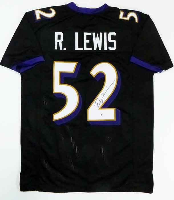 Ray Lewis Autographed Black Pro Style Jersey (BAS COA)
