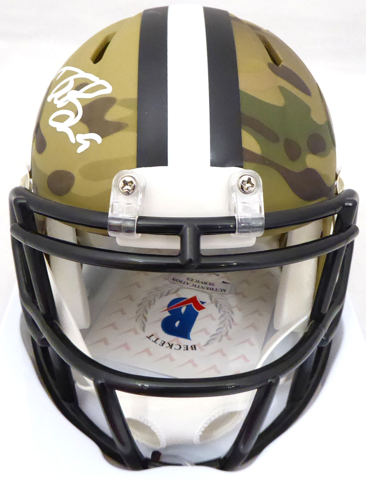 Drew Brees New Orleans Saints Signed Saints Camouflage Speed Mini Helmet 185740 (BAS COA)