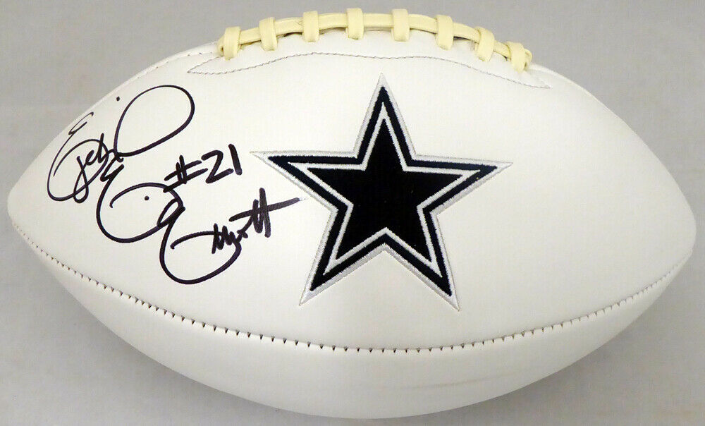 EZEKIEL ELLIOTT AUTOGRAPHED SIGNED DALLAS COWBOYS WHITE LOGO FOOTBALL (BAS COA)