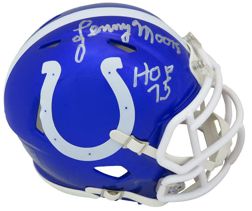 Lenny Moore Indianapolis Colts Signed Flash Riddell Speed Mini Helmet w/HOF'75 SCHWARTZ (Baltimore)