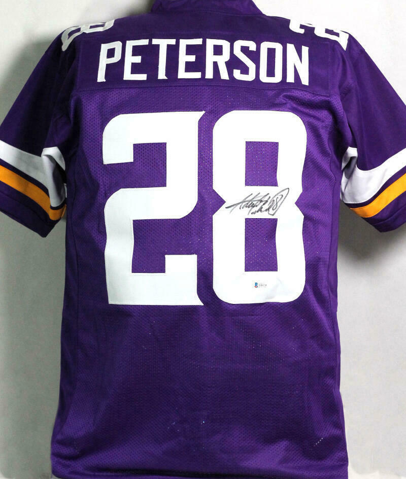 Adrian Peterson Autographed Purple Pro Style Jersey (BAS COA), , 