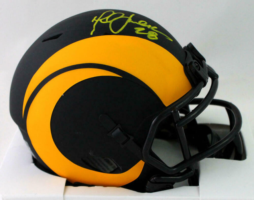 Marshall Faulk Los Angeles Rams Signed LA Rams Eclipse Mini Helmet *Yellow BAS COA (St. Louis)