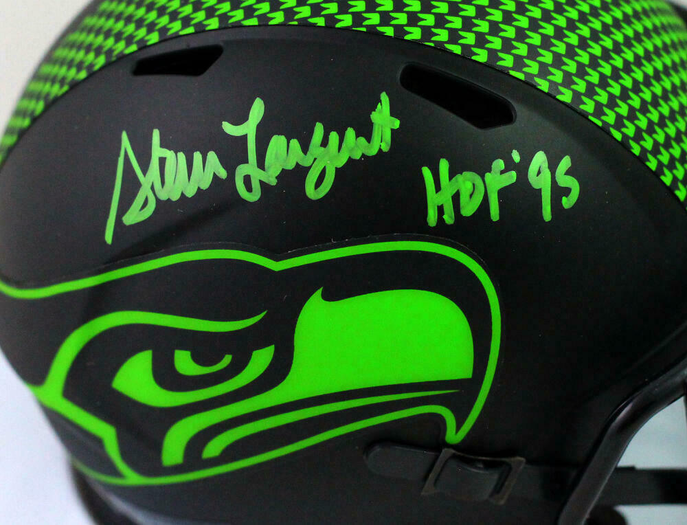 Steve Largent Seattle Seahawks Signed Seahawks Eclipse Mini Helmet with HOF *Green (BAS COA)