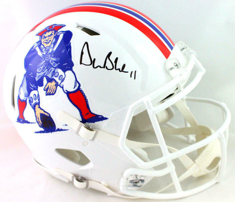Drew Bledsoe New England Patriots Signed Patriots Full-sized White Speed Authentic Helmet (BAS COA)