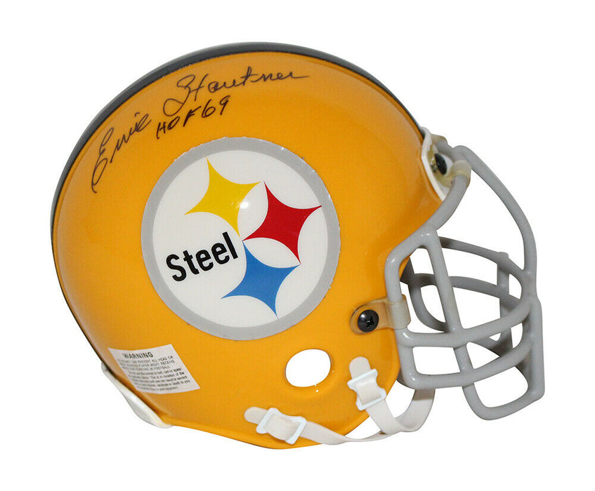 Ernie Stautner Pittsburgh Steelers Signed Pittsburgh Steelers Yellow Mini Helmet 33581 (BAS COA)