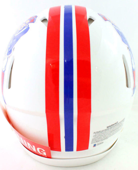 Drew Bledsoe New England Patriots Signed Patriots Full-sized White Speed Authentic Helmet (BAS COA)