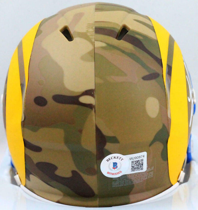 Kurt Warner St. Louis Rams Signed Camo Speed Mini Helmet BAS COA (Los Angeles)