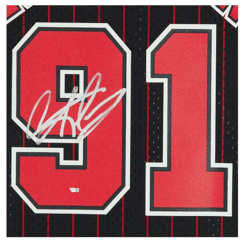 DENNIS RODMAN Chicago Bulls Signed Pinstripe Mitchell & Ness Jersey (FAN COA)