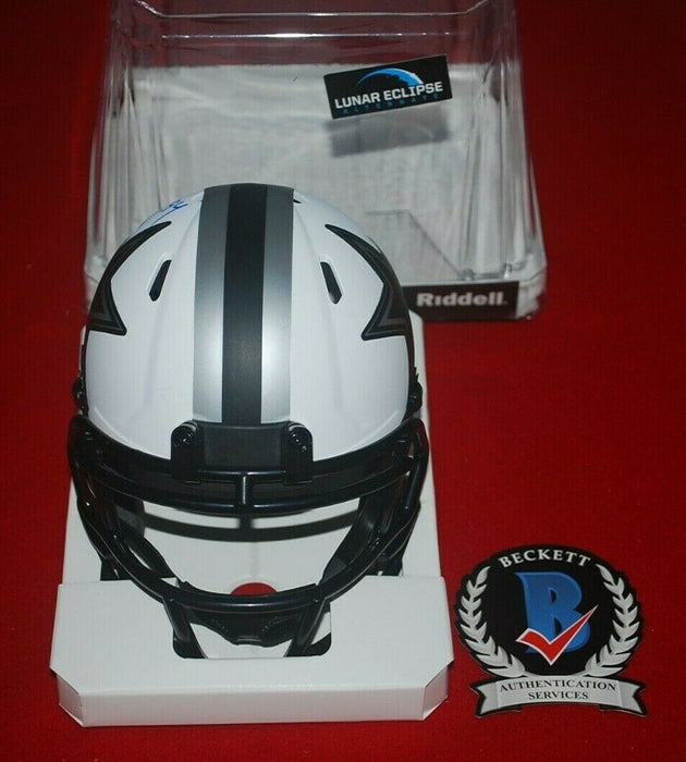 CHARLES HALEY Dallas Cowboys signed Lunar Eclipse Mini Helmet (BAS COA)