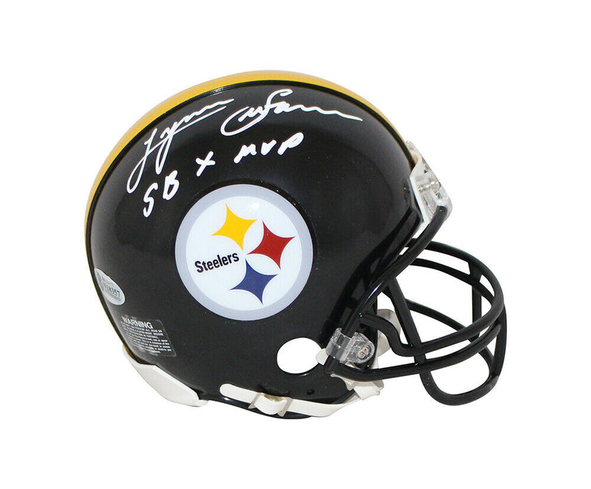 Lynn Swann Pittsburgh Steelers Signed Pittsburgh Steelers Mini Helmet with "SBxMVP" 32185 (BAS COA)