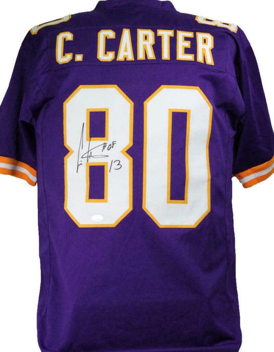 Cris Carter Minnesota Vikings Autographed Purple Pro Style Jersey w/ HO - (JSA COA)