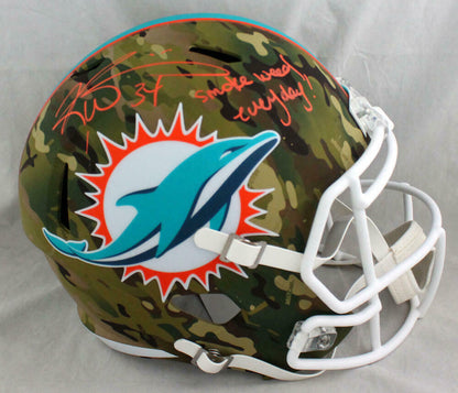 Ricky Williams Miami Dolphins Signed F/S Camo Speed Replica Helmet w/ SWED (BAS COA)