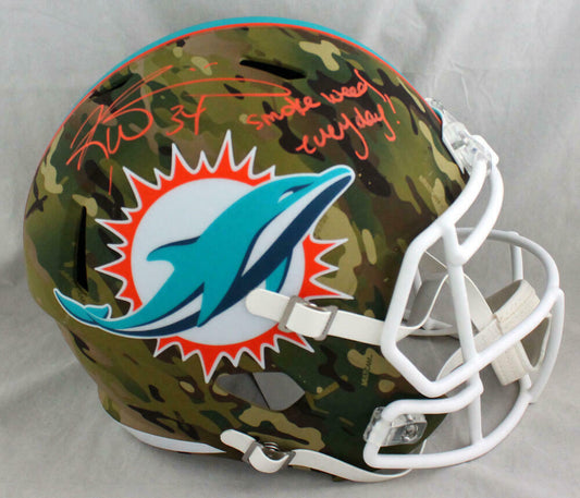 Ricky Williams Miami Dolphins Signed F/S Camo Speed Replica Helmet w/ SWED (BAS COA)