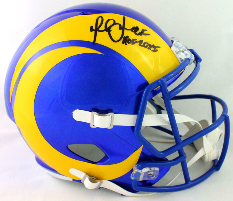 Marshall Faulk Los Angeles Rams Signed LA Rams Full-sized 2020 Speed Helmet with HOF *Black BAS COA (St. Louis)