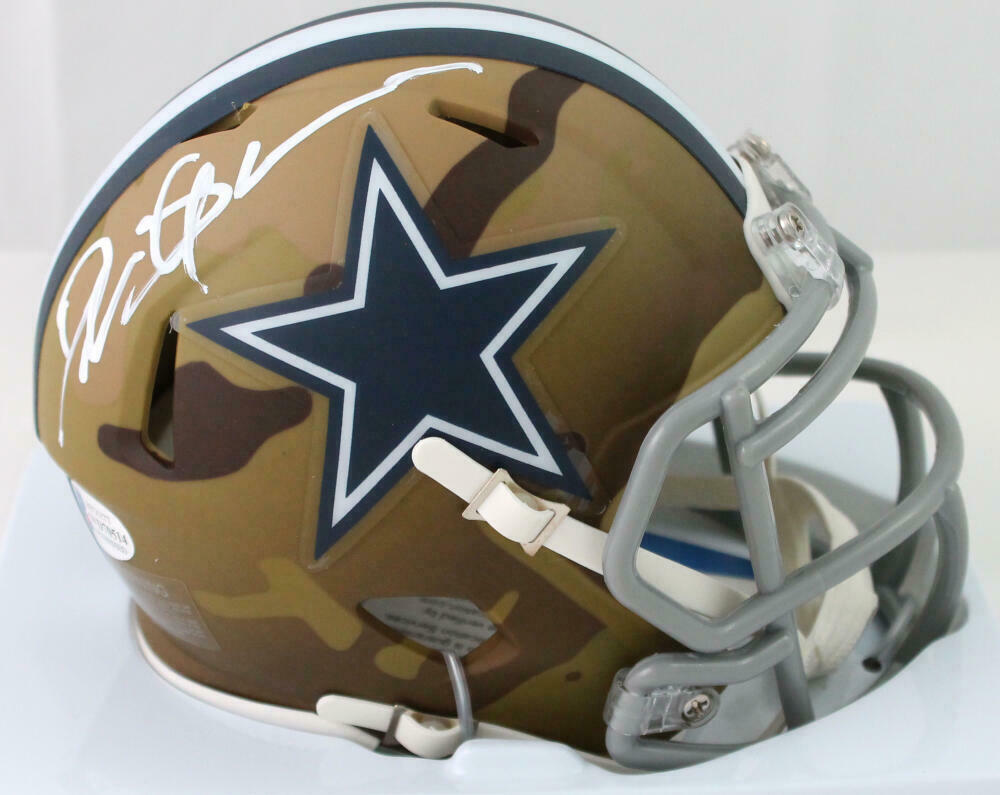 Deion Sanders Dallas Cowboys Signed Camo Mini Helmet (BAS COA)