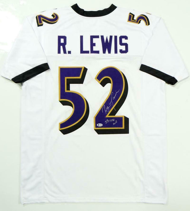 Ray Lewis Signed White Pro Style Jersey w/ Full Name & SB MVP (BAS COA)