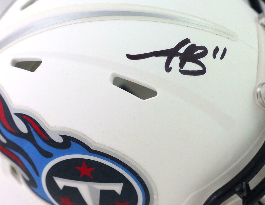 AJ Brown Tennessee Titans Signed Flat White Speed Mini Helmet (BAS COA), , 