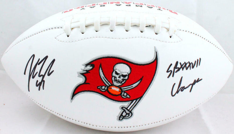 John Lynch Tampa Bay Buccaneers Signed Logo Football w/SB Champs (BAS COA)