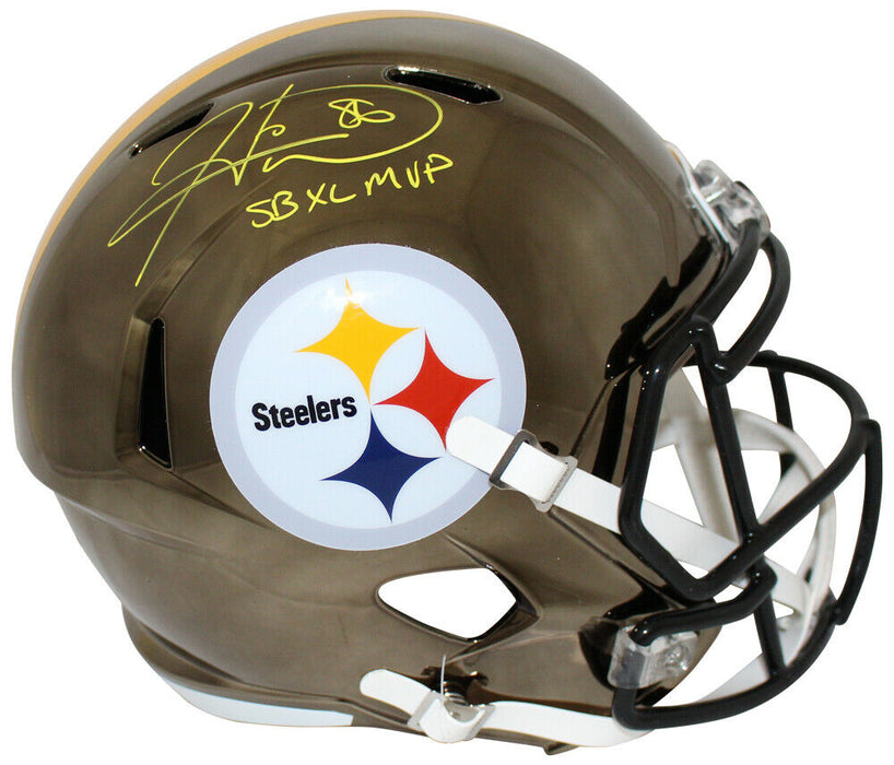Hines Ward Pittsburgh Steelers Signed Pittsburgh Steelers Chrome Replica Helmet with MVP 24226 (BAS COA)