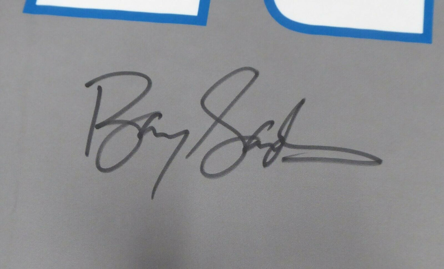 BARRY SANDERS DETROIT LIONS AUTOGRAPHED SIGNED GRAY NIKE JERSEY SIZE L 191118 (BAS COA)