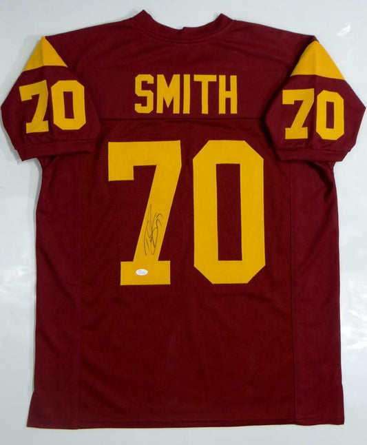 Tyron Smith Autographed Burgundy College Style Jersey (JSA COA)