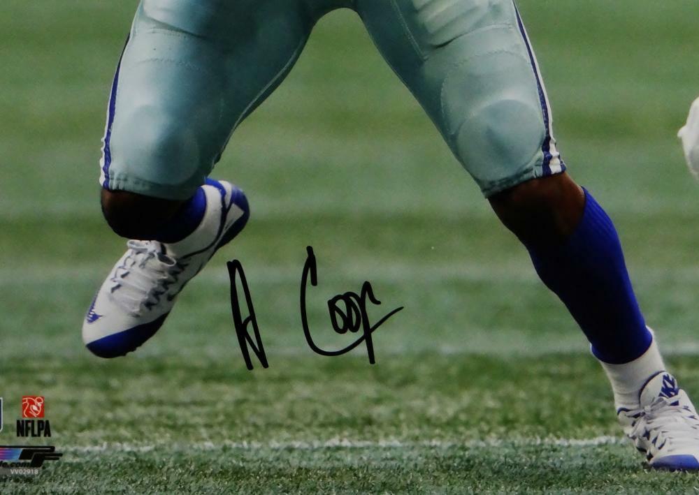 Amari Cooper Signed Dallas Cowboys 16x20 Running White Jersey PF Photo- (JSA COA)