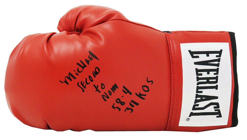 Michael Nunn Signed Everlast Red Boxing Glove w/58-4, 37KO's (SS COA)