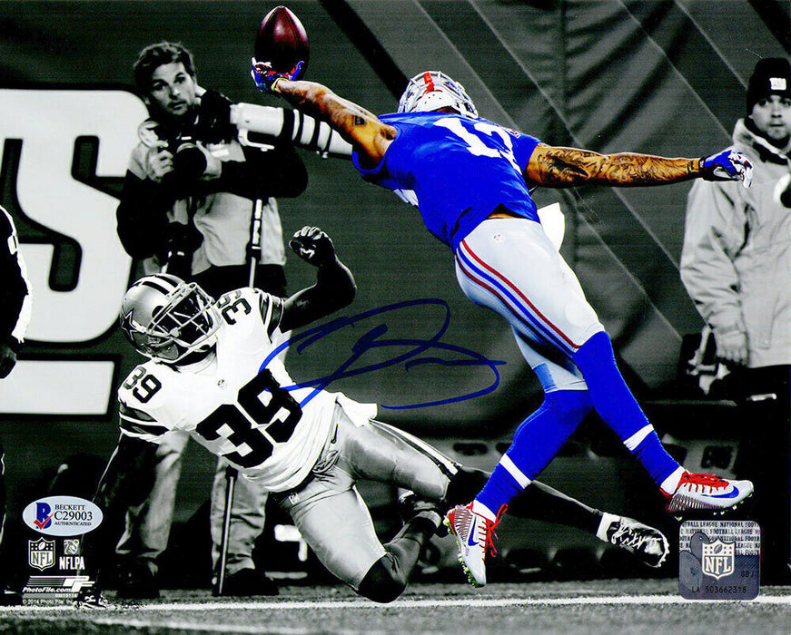 Odell Beckham Jr. New York Giants Signed Giants One-Handed Catch Spotlight 8x10 Photo (BAS COA)