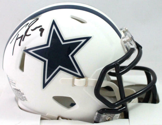 Tony Romo Signed Cowboys Flat White Speed Mini Helmet - (BAS COA)