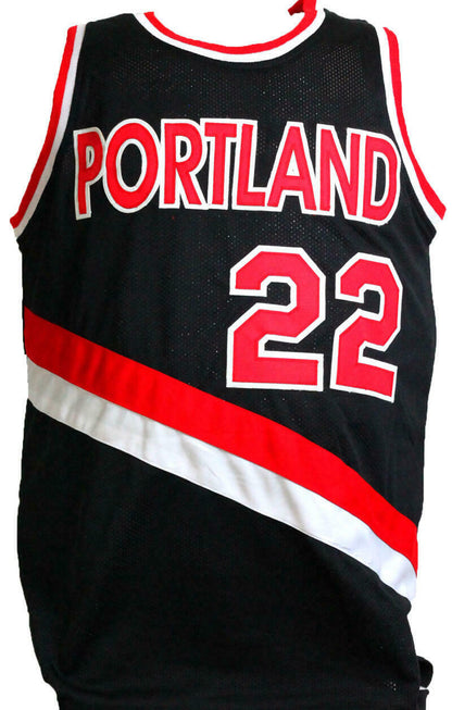 Clyde Drexler Portland Trail Blazers Autographed Black TB Pro Style Jersey- (JSA COA)