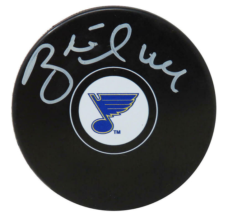 Brett Hull St. Louis Blues Signed Logo Hockey Puck (BAS COA)