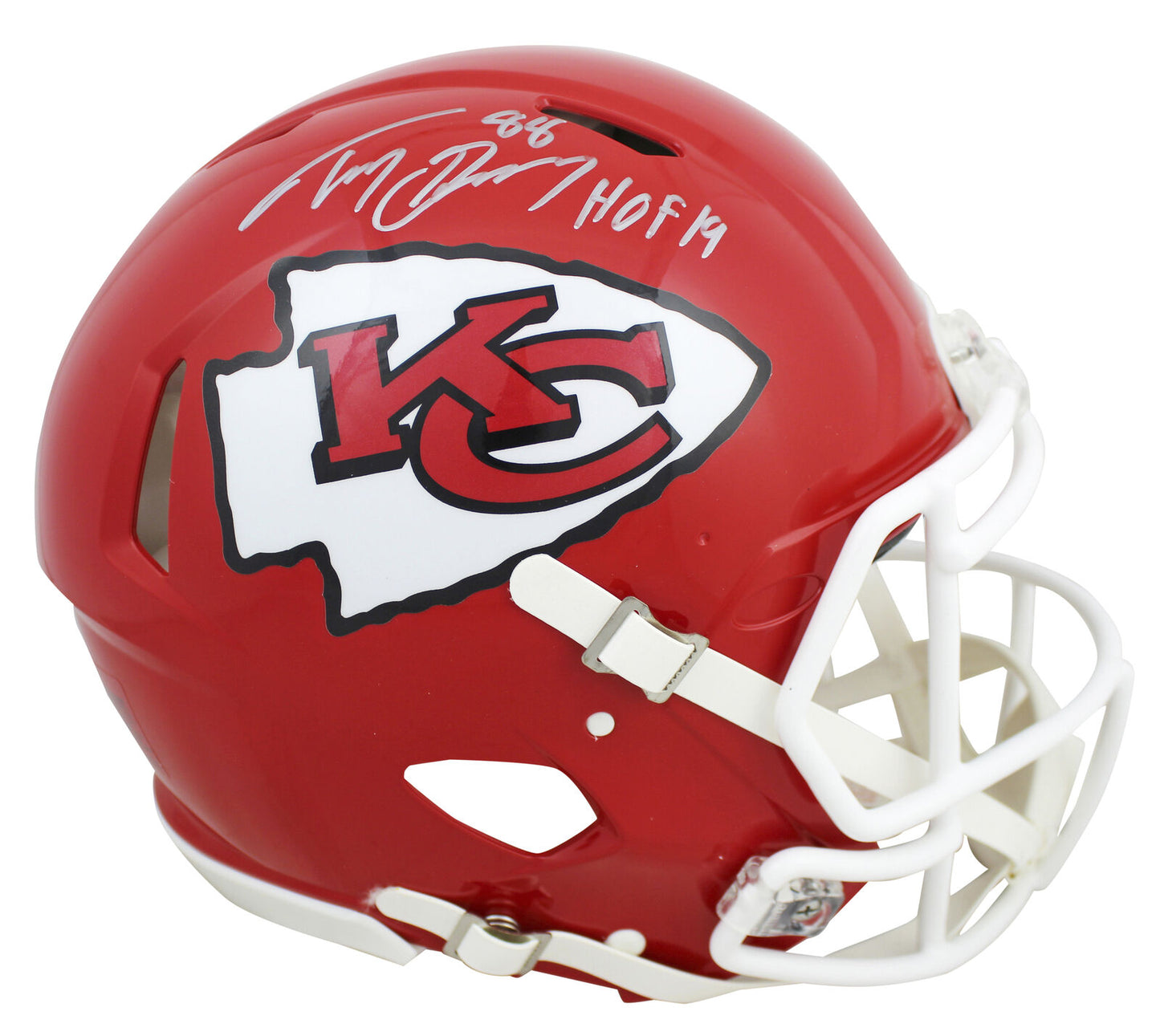 Tony Gonzalez Kansas City Chiefs Signed Full-sized Speed Proline Helmet with "HOF 19" (BAS COA)