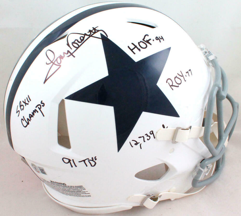 Tony Dorsett Signed Dallas Cowboys F/S 60-63 TB Speed Authentic Helmet w/5 Insc- (BAS COA)