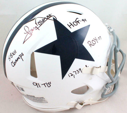 Tony Dorsett Signed Dallas Cowboys F/S 60-63 TB Speed Authentic Helmet w/5 Insc- (BAS COA)