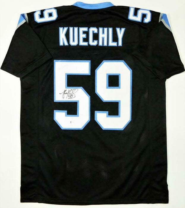 The Jersey Source Luke Kuechly Autographed Black Pro Style Stat Jersey- Beckett W Hologram *Black